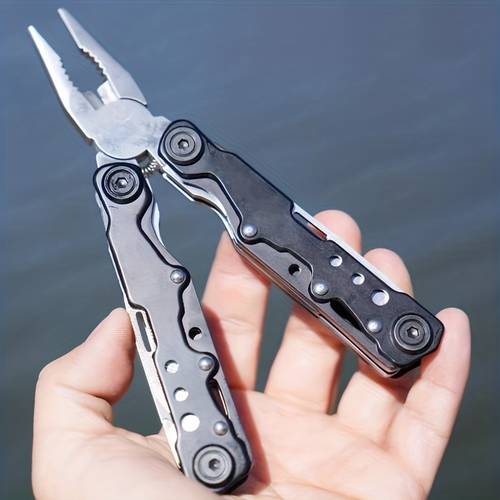 item picture 12 in 1 multi function precision punching tool pliers made of stainless steel featuring folding edc pliers with model bits accompanied by an oxford bag suitable for outdoor repairs and a great gift for men or enthusiasts