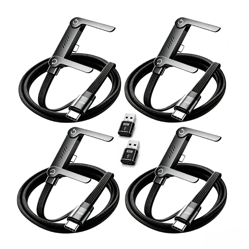 TEMU Câble de charge rapide 240W, câble chargeur tressé USB C vers USB C avec support pliable invisible, comprend USB C, cordon de charge rapide pour