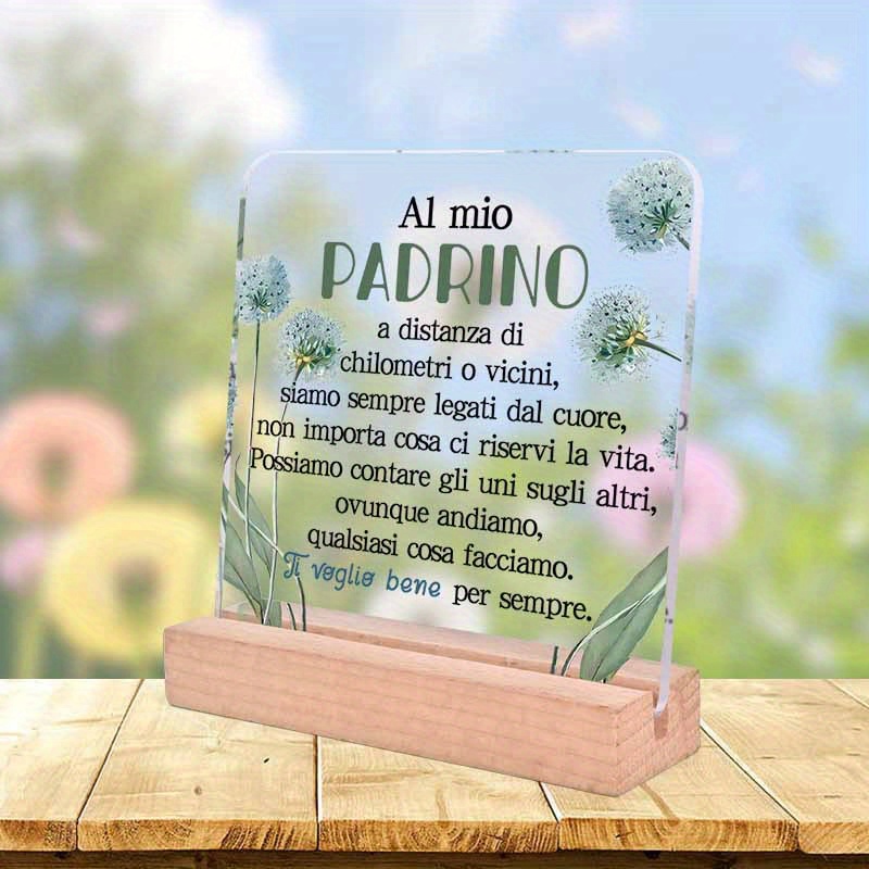 TEMU Piatto 2D, 1 pz Regalo per , Insegna Italiana, Targa Decorativa e Statue in Acrilico 3.94x3.94 Pollici, Regalo di Ringraziamento, Regalo di
