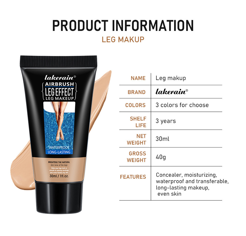 Waterproof & Sweatproof Leg Makeup - Lakerain Buildable Concealer, Non-Fade Tanning Foundation for All Skin Tones