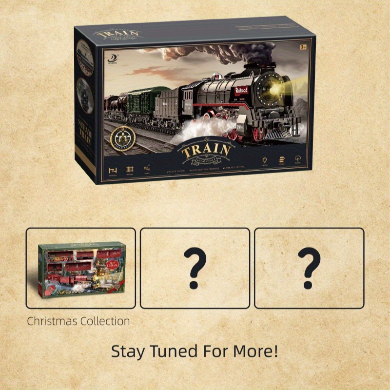 Model Train Set, Electric Toy Train with 3 Way Smoke Locomotive, 5 Train Cars, Luxury Track Kit, Authentic Train Sounds & Lights, Rechargeable Battery, Top Present for Train Lovers