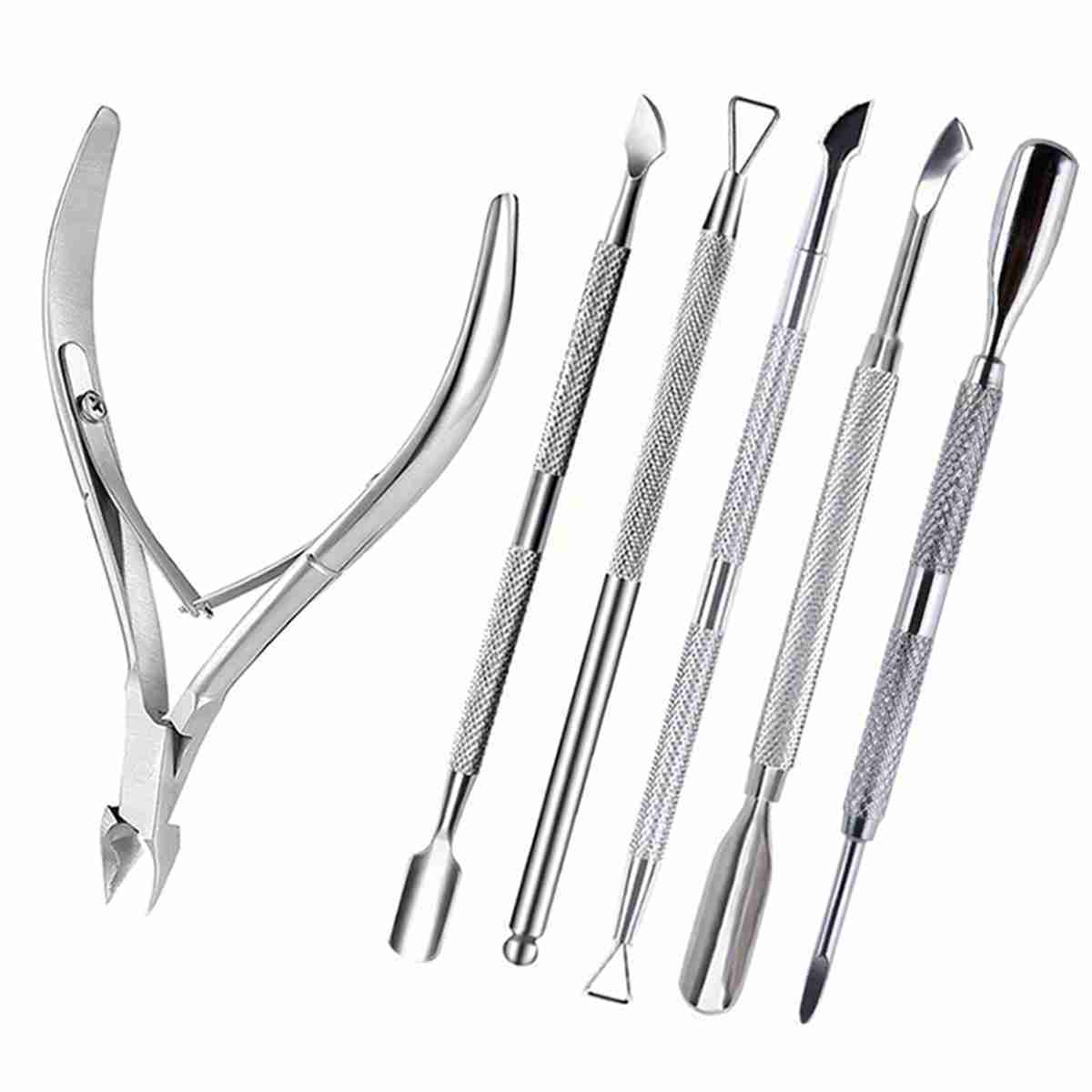 

Professional Stainless Steel Nail Cutter Scissor Nippers With Cuticle Pusher Remover Nail Care Manicure Tools Kits, Nail Clippers