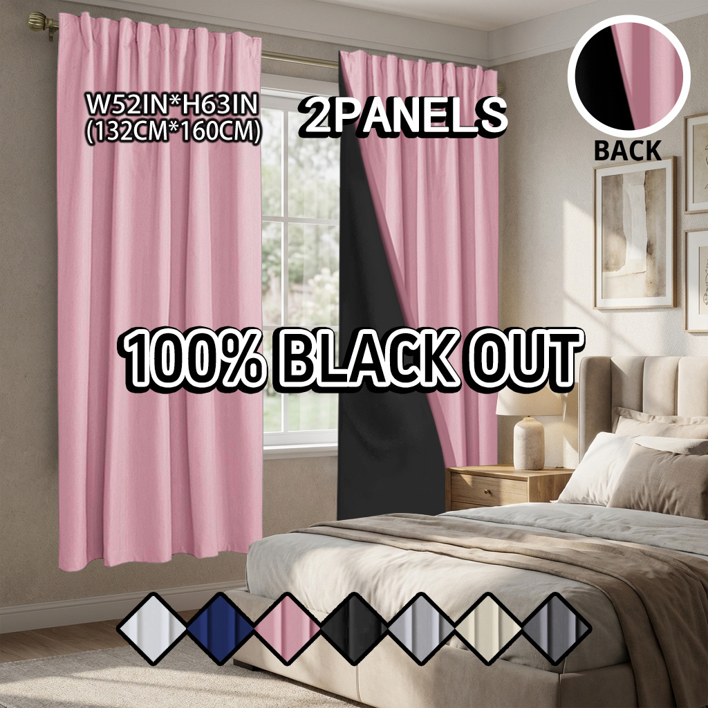 TEMU 2pcs Solid Color Laminated Curtains, Rod , Suitable For Living Room And Bedroom Plain Curtains, A Real , Applicable To Various , 100% Blackout