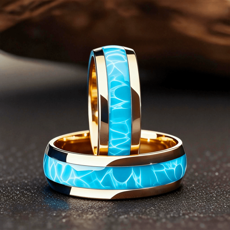 Stylish 8mm Tungsten Ring with Sea Wave Patterns