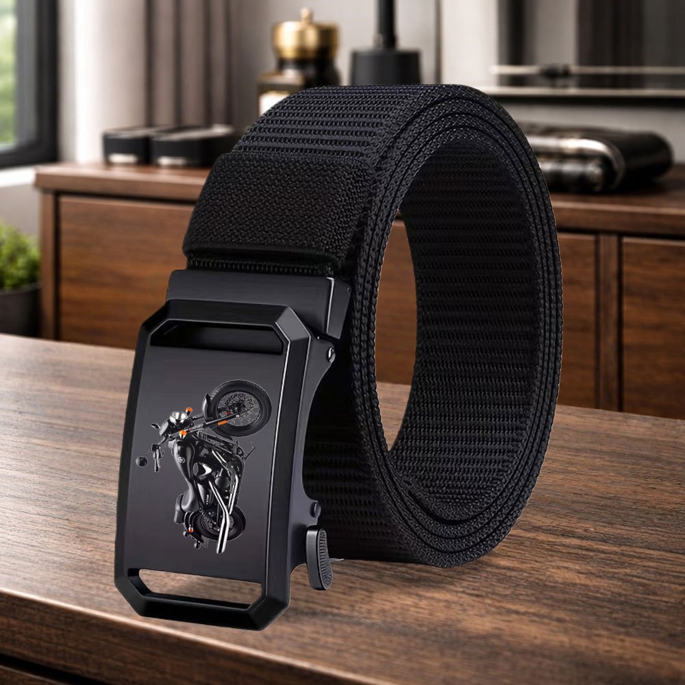 TEMU 1pc Men's Novelty Belt, Motorcycle Pattern Men's Waistband, Belt, Accessory For Athletic Pants, Dress Trousers, Jeans, Fashion Item, Men's Gift,