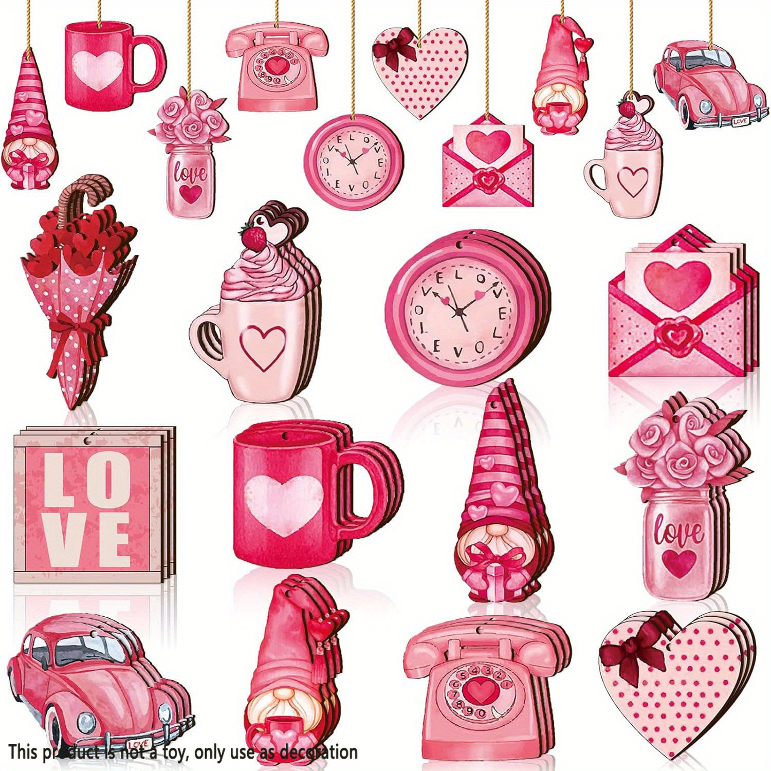 

24pcs Wooden 's Day Hanging Decorations, , , Engagement & Pendants, , For , No Needed