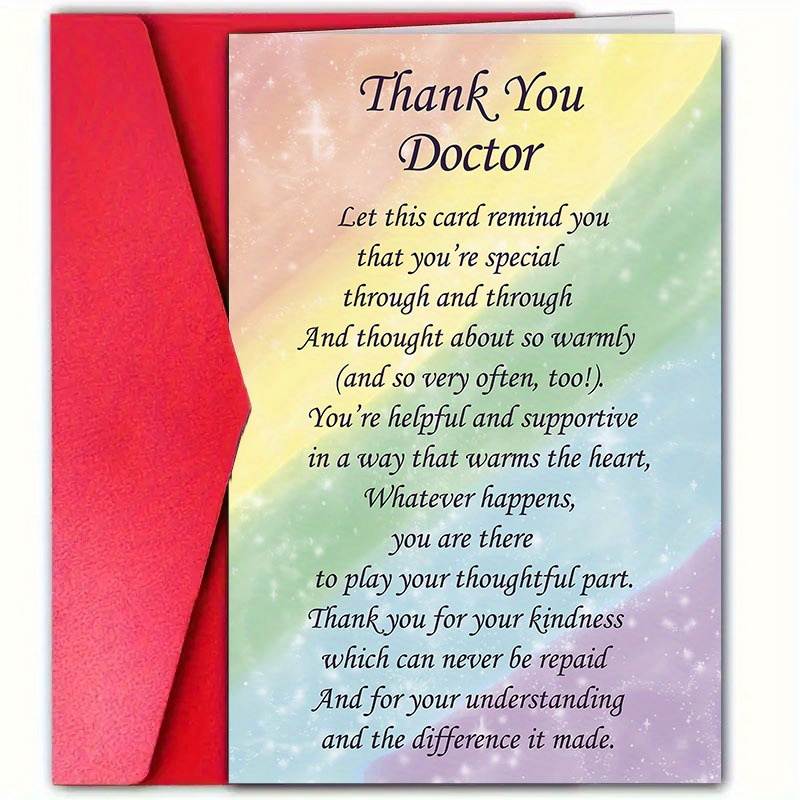 TEMU 1pc, Thank You To Doctor Greeting Card, This Card You, Envelope (4.72in X 7.09in), Suitable For Gratitude, New Year, Holiday, Gift For Doctors,