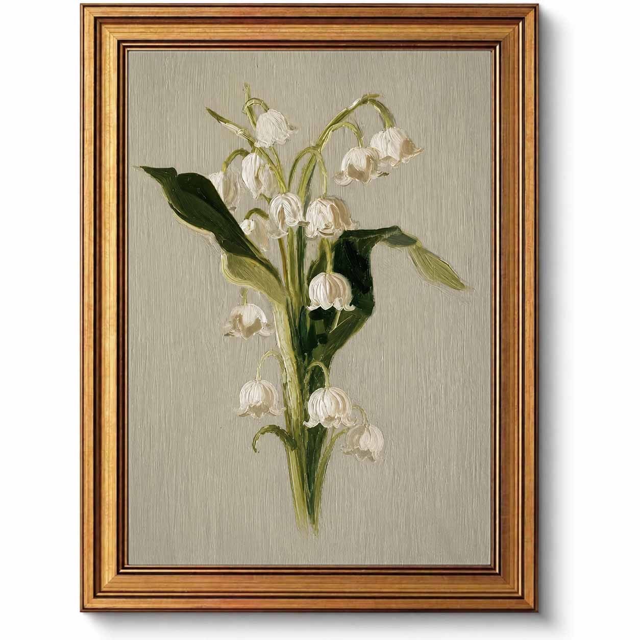TEMU 2d Flat, 1pc Vertical Lily Of The Valley Framed Wall Art - Vintage Botanical Painting, Elegant White Flower Suitable For Living Room, Bedroom,