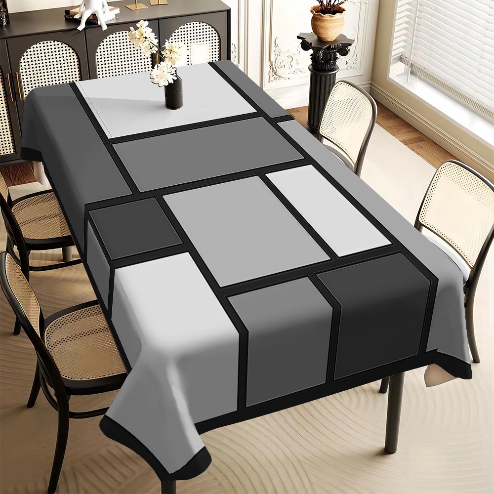 TEMU 1pc Easy Geometric Pattern Easy European Style Pattern Tablecloth Square Tablecloth Home Tablecloth Dining Tablecloth Holiday Party Decoration