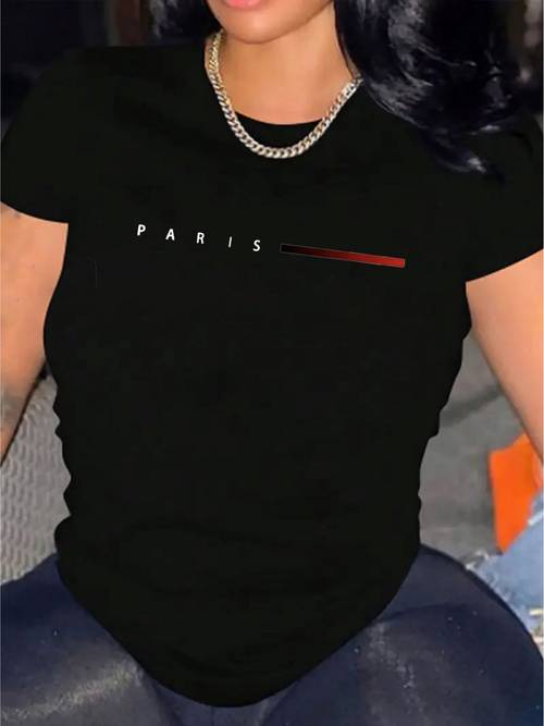 small paris t shirt for women casual short sleeve tee 1pc heavy comfortable crew neck soft adorable tees tops
