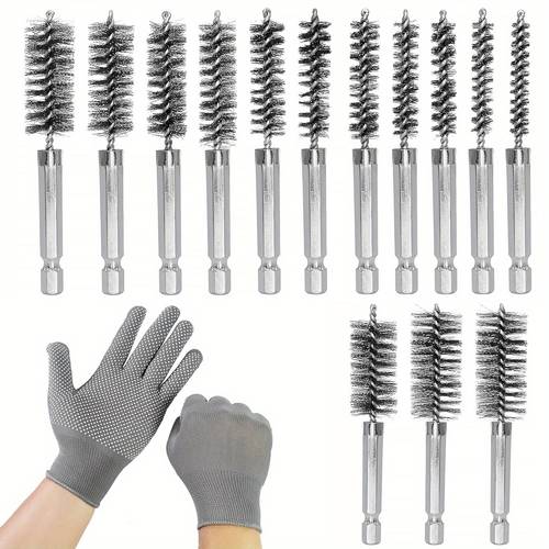 14pcs 1 4 diameter stainless steel wire brushes 8 25mm cylindrical wire brush drill bits gloved drilling brushes for polishing grinding and impact drilling ideal for applications impact drilling brushes durable brushes stainless steel brushes wire brushes for drilling