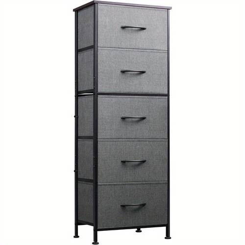 fabric dresser 5 drawer tall dresser for bedroom storage dresser organizer with fabric bins wood chest of drawers for closet hallway