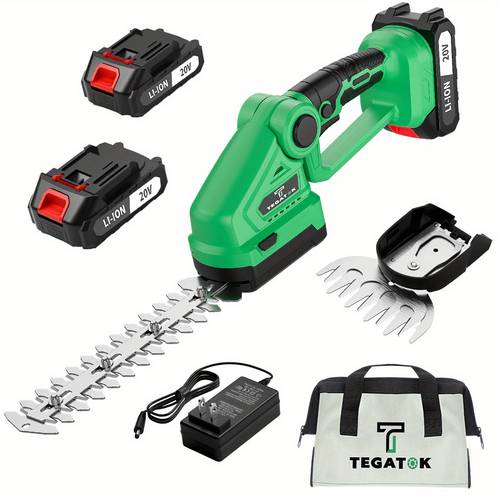 20v cordless 2 in 1 hedge trimmer grass shear with 2 blades 2 batteries charger lithium ion powered ergonomic handle safety lock for yard mowing lawn care bush trimming cordless grass trimmer lithiumion batteries