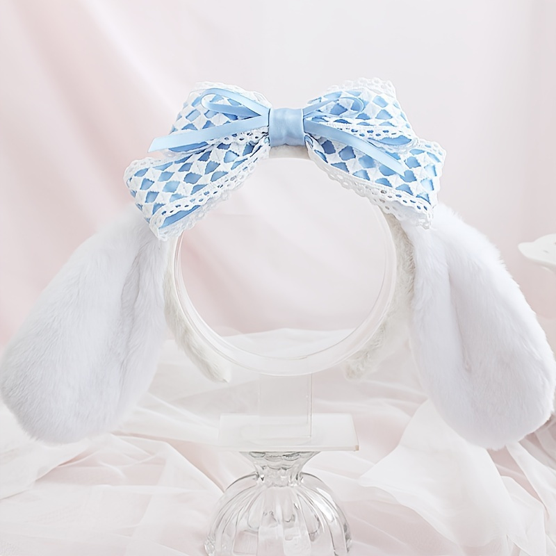 Image of Cinnamoroll Plush Ear Headband, 1pc Cute Velvet Bow Hair Tie, Non-slip Daily Headband, Suitable For Women, , Single Piece