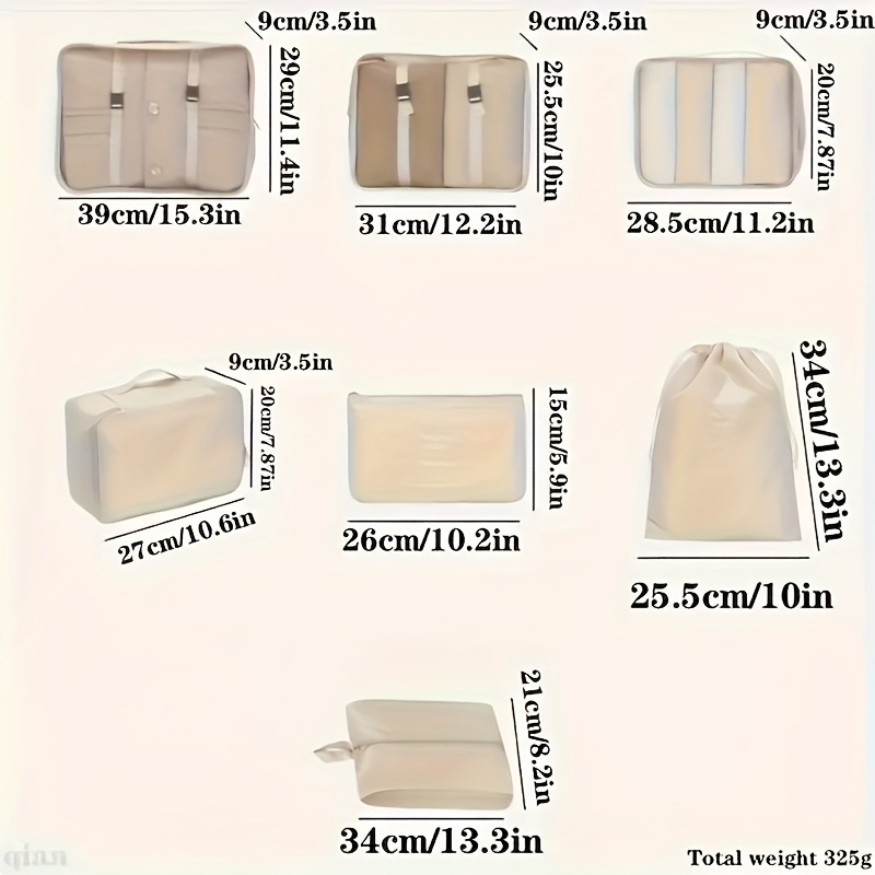 10pcs Travel Packaging Cube Set for Lightweight Storage