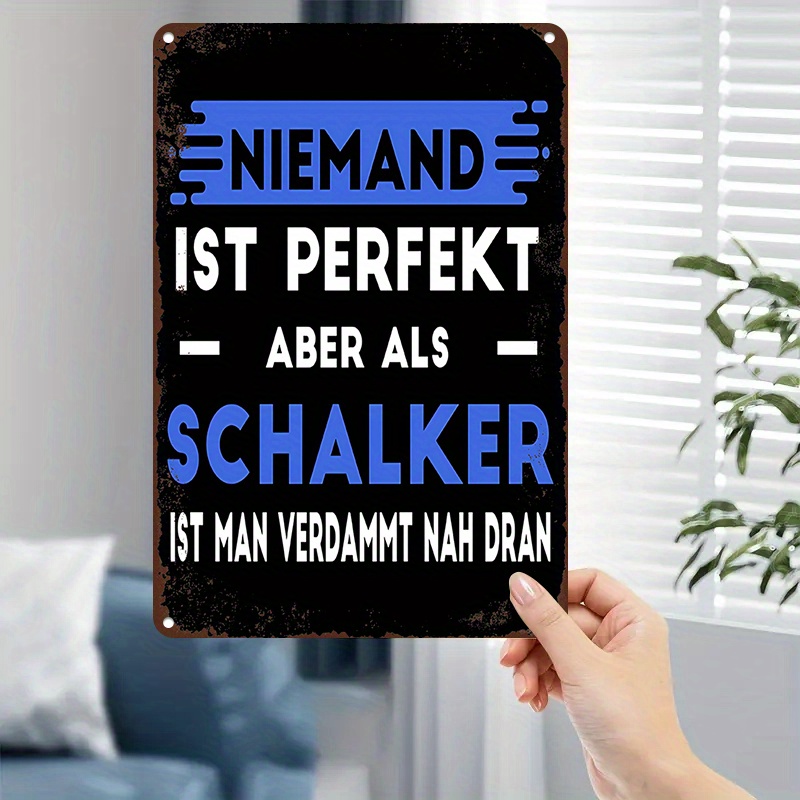 TEMU 2d Flat - 1pc Vintage German Football Metal Sign | 20.32cm X 30.48cm - Nahe Dran , Rustic Black Background Wall Art For Man Cave, Bar, Garage,