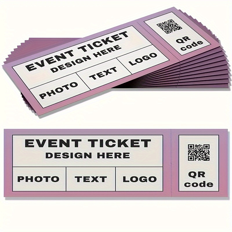 TEMU 200/500/1000 Customizable Event Tickets With - Personalized Photo, Text, - Double-sided Print, Tear- - Paper Material, Event Tickets