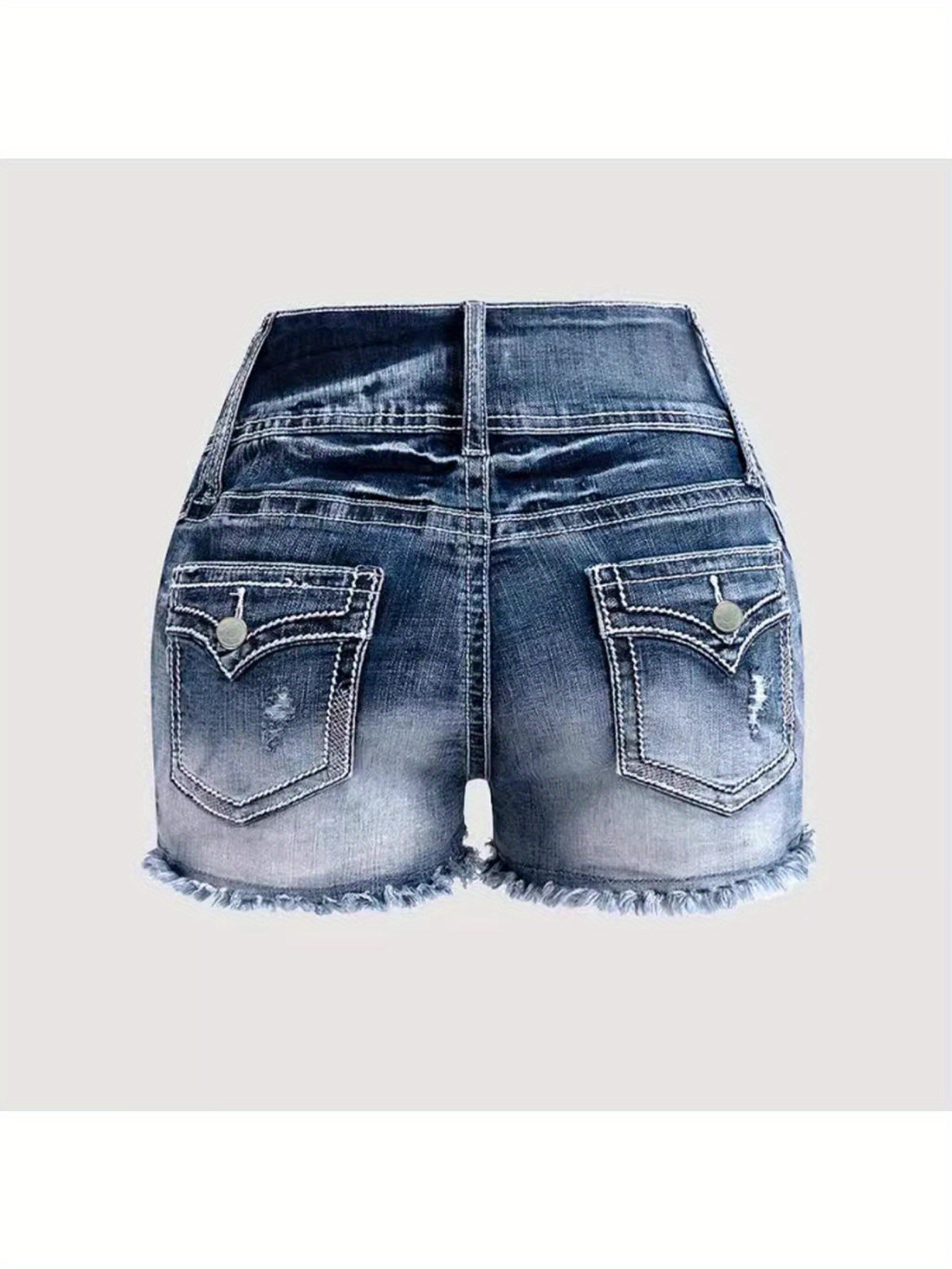 womens high stretch denim micro shorts tassel hem straight Temu