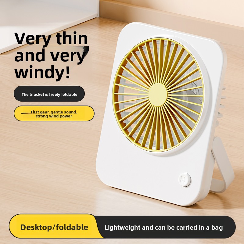 Ventilador de escritorio ligero y delgado de 1 unidad, requiere 2 pilas n.º 5 (pilas no incluidas), con soporte plegable, ajuste de viento de una velocidad, lo suficientemente portátil para caber en un bolso, para viajes de camping al aire libre