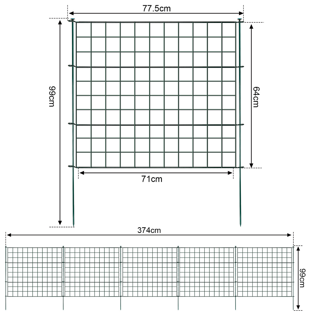 [2d Flat] 5/10/15pcs Decorative Metal Garden Fence Set, Rust-resistant Wire Border Fence With Stakes For Pond Protection, Yard, Lawn And Animal Barrier