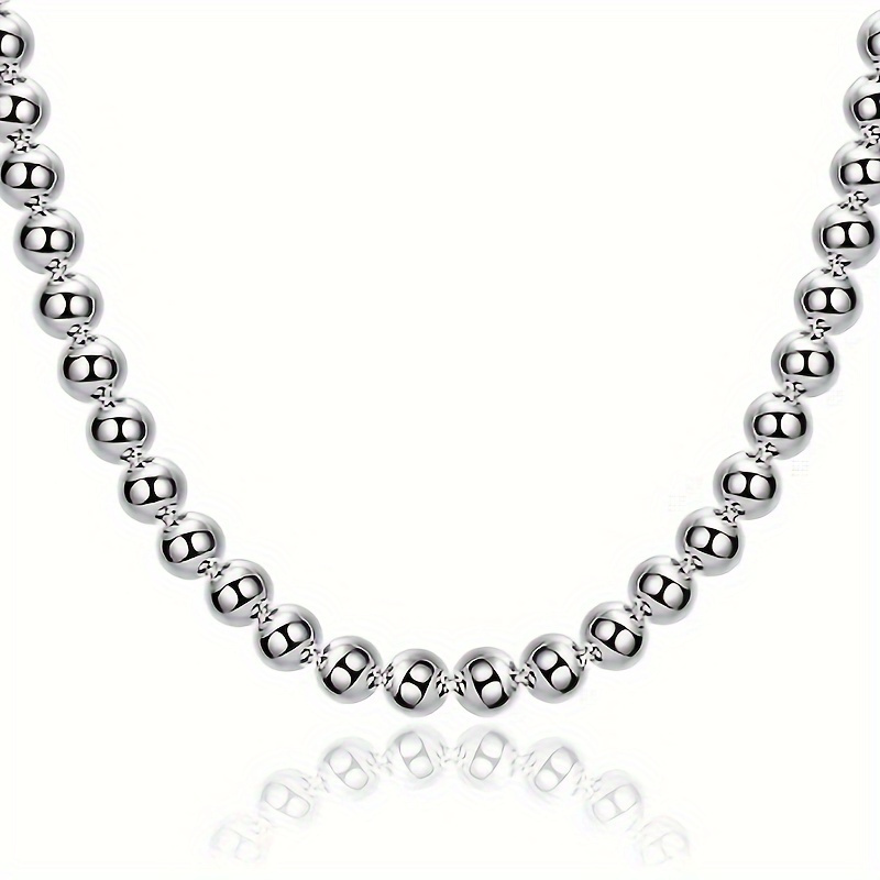925 Sterling Silver Vintage Bohemian Style Bead Chain -8mm Hollow Beads, Elegant Jewelry, Suitable For Daily Wear And, Seasonal Universal