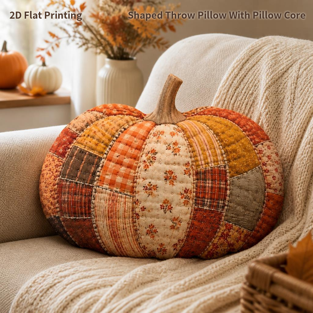 TEMU 1pc Halloween Pumpkin Fall Floral Vintage Harvest Autumn 2d Flat Printing Shaped Stuffed Throw Pillow Decorative Cushion Pillow For Gift Bedroom