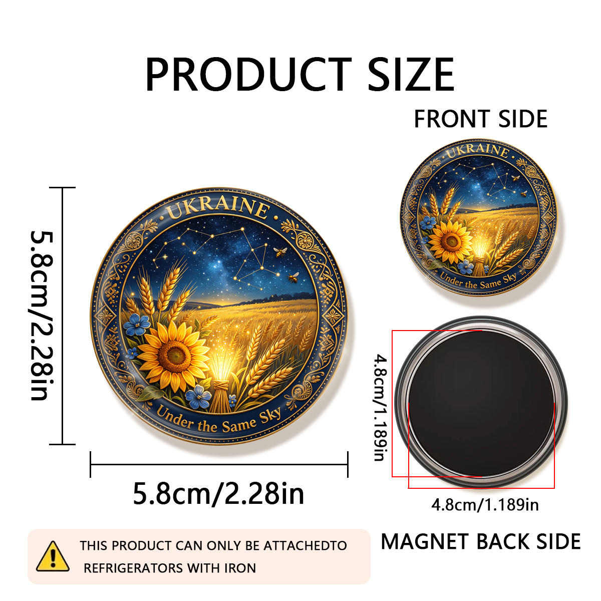 TEMU 1 stuk 2D platte Onder dezelfde hemel duurzame ronde koelkastmagneet multifunctionele decoratieve koelkastmagneet om foto's en ansichtkaarten te