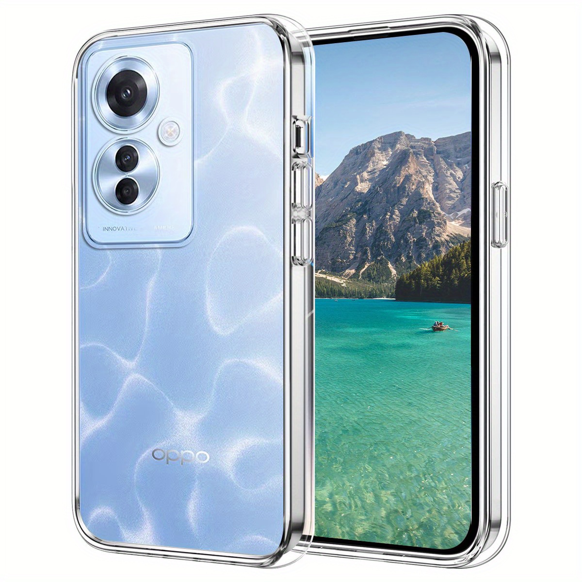 TEMU flexible a prueba de golpes para OPPO Reno11 F, diseño transparente, protección , cubierta trasera resistente a los arañazos, acabado