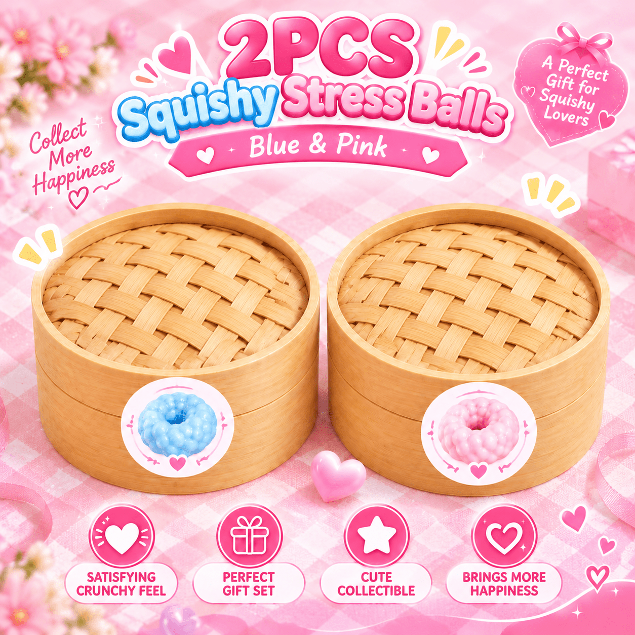 TEMU 2 Pack Crunchy Asmr Stress Balls, Slush Textured Sensory Toys Set, For Kids Adults, Sensory Toys, Birthday Xmas Gifts For