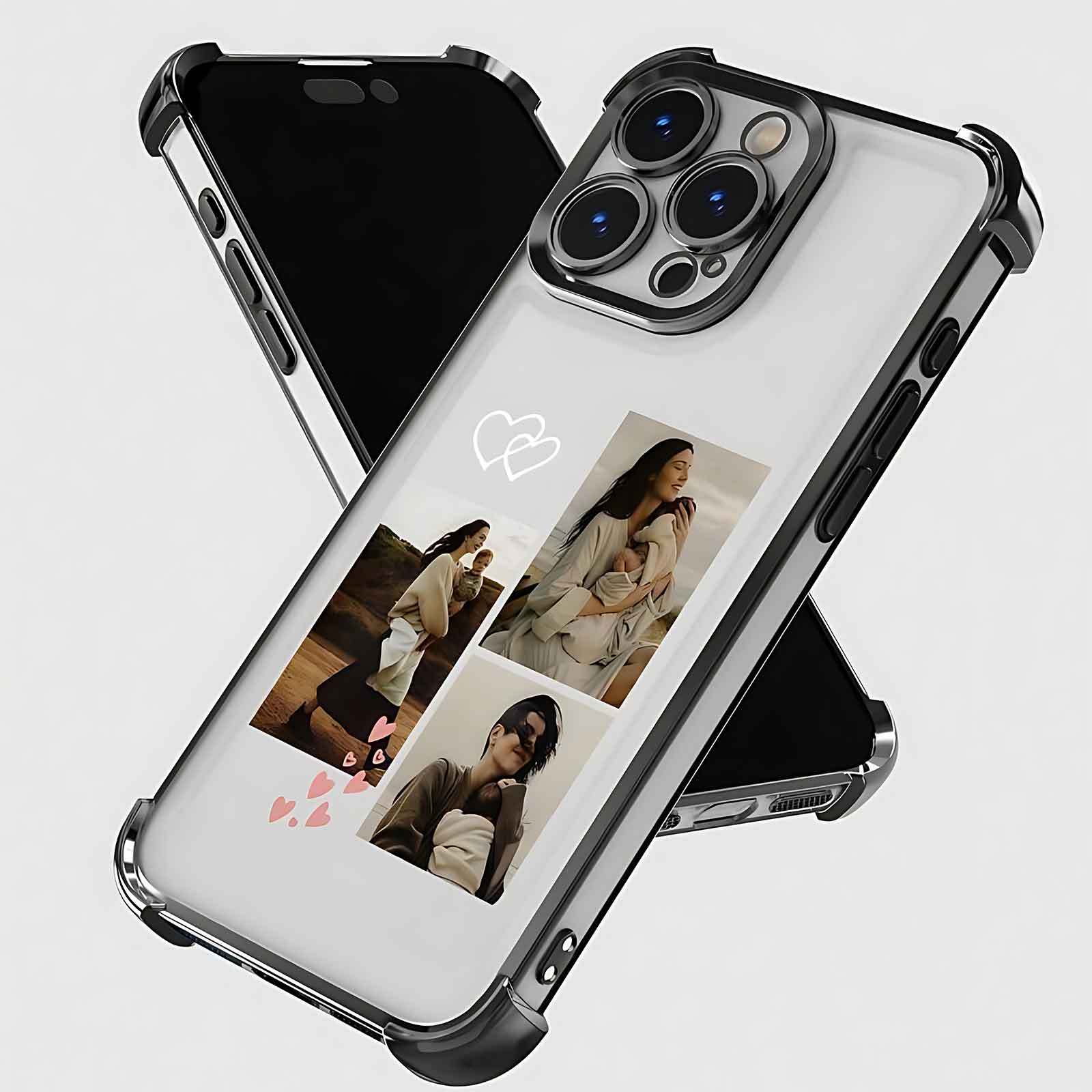 TEMU Coque de téléphone - Photo personnalisée DIY Couple Famille Animal de compagnie Personnalisée Nouvelle Coque de téléphone transparente à bordure