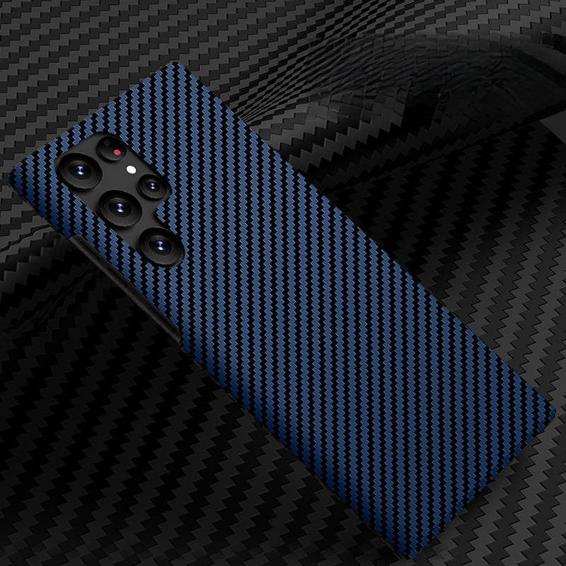 TEMU Phone Case: Applicable To S25ultra Carbon Fiber Pattern Phone Case Contrast Color S24plus Ultra-thin Drop-resistant Protective Case