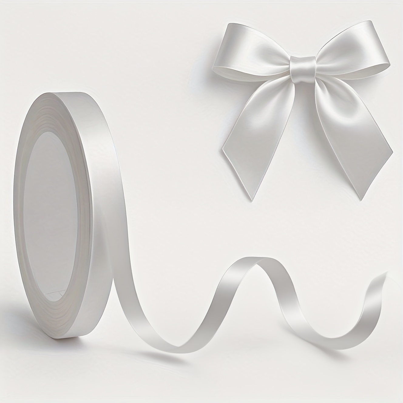 0.39" X 826.77" White Satin Ribbon Spool – Ideal For Gift Wrapping, Bow Making, Wedding Decor, Balloon Arrangements, Hair Accessories & Diy Sewing, Classic Floral Craft Ribbon For Parties