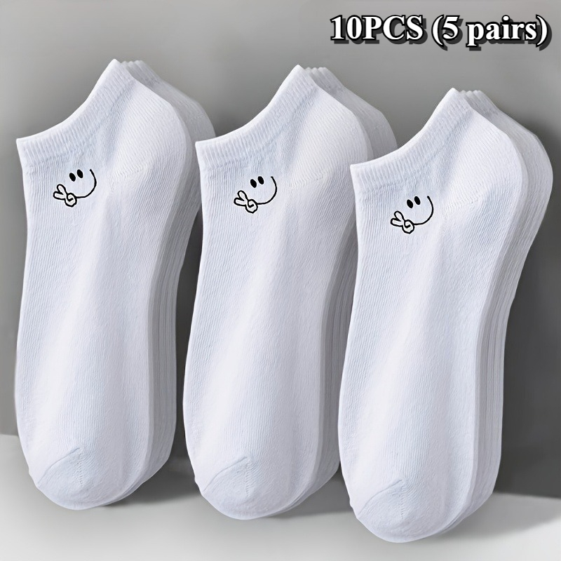 Image of 10pcs (5 Pairs) Women's Breathable And Cool Short Socks, 3 Random Colors (white/gray/black), Suitable For Casual And Formal Wear, Unisex, For , Elegant And Versatile, Daily, Office, Party Occasions