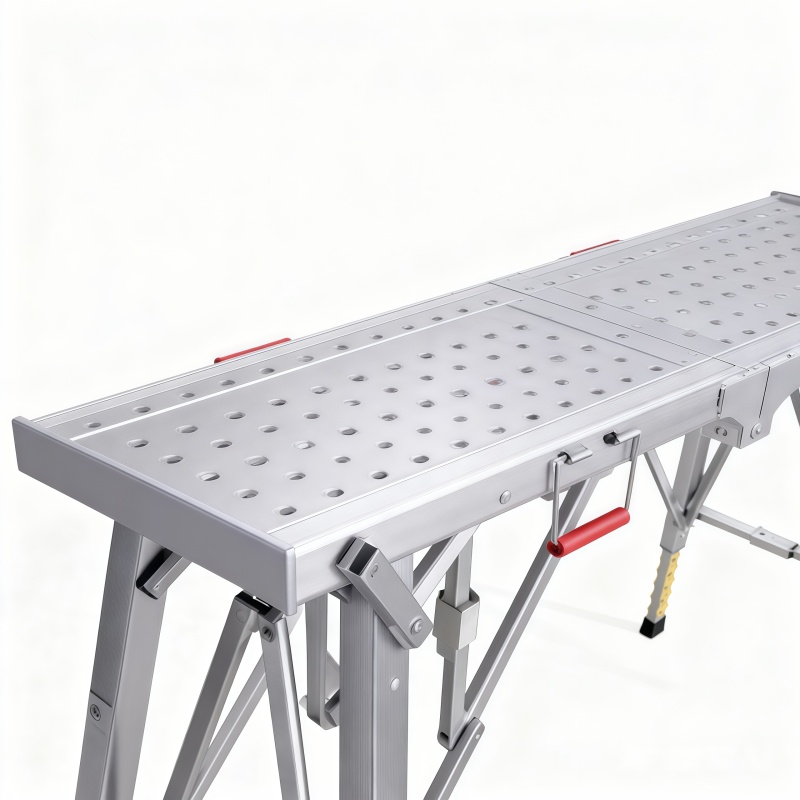 portable adjustable height support platform telescopic ladder non slip and lightweight with adjustable leg height compact size when folded easy to transport and store support platform for yard maintenance temporary work and other   Product details 3