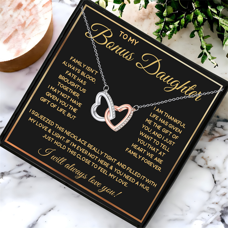 Daughter Heart to Heart Necklace Gift with Message Card