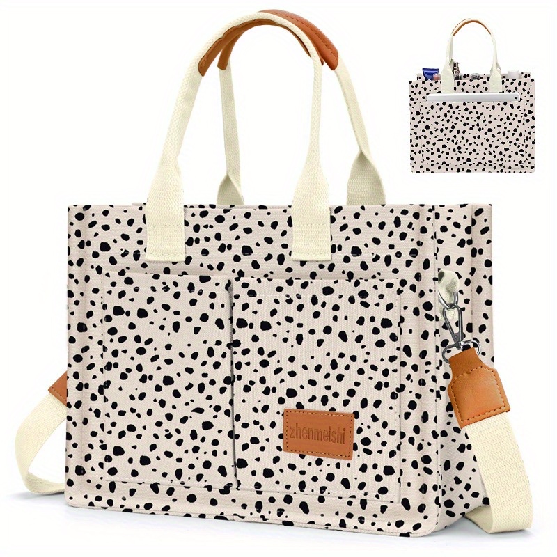 TEMU Women's Large Capacity Tote Bag Compatible For Ipad & E-readers - Multi-pocket Handbag With Adjustable Strap, Durable Bookbag Or Bag, Tea ///navy/, (hand Wash/)