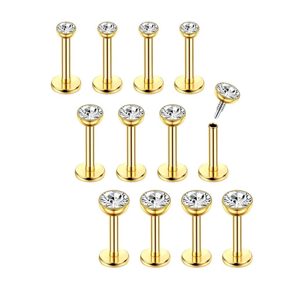 2d Flat, 16g 12pcs Surgical Steel Tragus Piercing Jewellery Nose Studs Lip Stud Labret Tragus Earring Flat Back Studs Earrings Hypoallergenic Cartilage Helix Piercing Jewellery 6/8mm