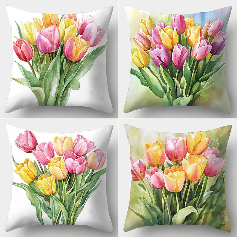 

4pcs Throw Pillow Covers, 17.7x17.7 Inch, Polyester Decorative Cushion Cases With Zipper Closure, Machine Washable, Woven Printed Room Sofa Decor - Excludes Insert, Decorative Pillows