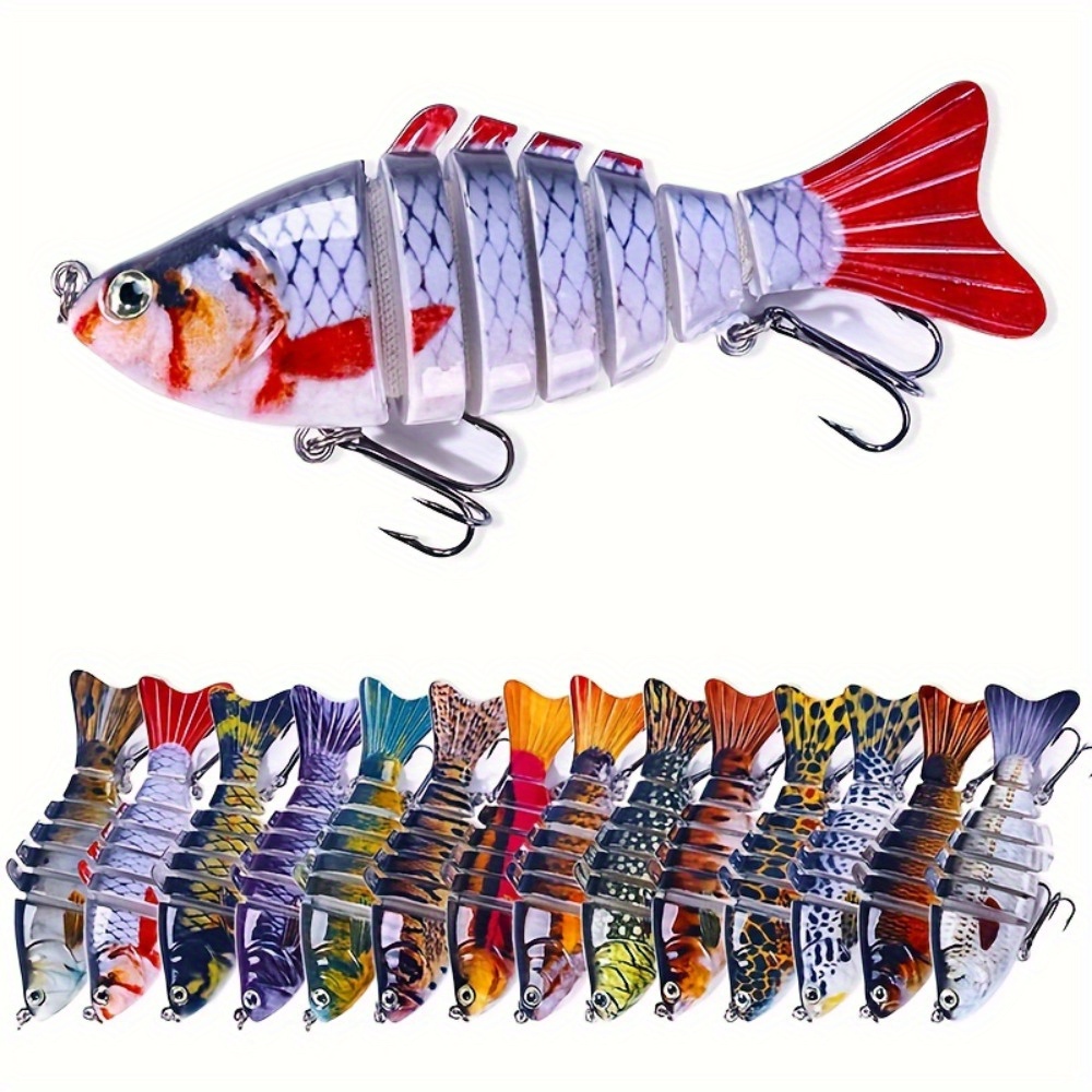 TEMU 10pcs Fishing Lures Kit - Multi-jointed Slow Sinking And Topwater Baits With 3d Holographic Eyes, Resistant Lure Set For Tournament