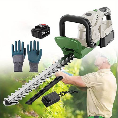 cordless rechargeable hedge trimmer 21v shrub trimmer with safety lock and battery display 180 degree rotating handheld hedge trimmer grass and shrub trimmer lightweight compact trimmer with 3000mah rechargeable battery