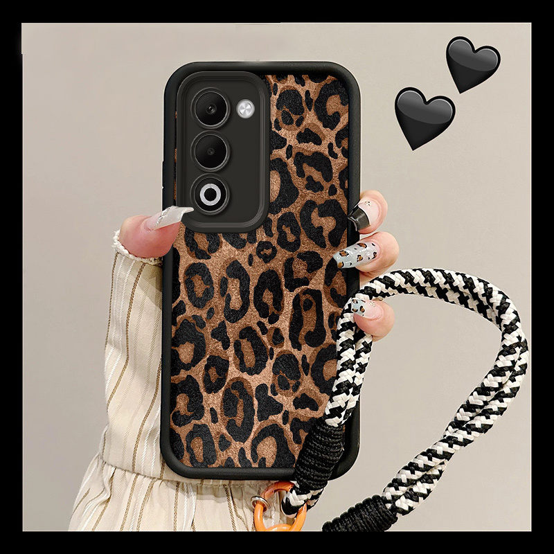 TEMU para Teléfono - para Teléfono Compatible con OPPO A5 TPU con Diseño de Leopardo, Cubierta para Teléfono con Cordón