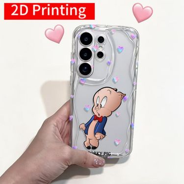 Phone Case: 2D Flat Printing, WB Warner Bros 'Porky Pig in Love' by Warner Bros. Phone Case, Suitable for Samsung for Galaxy A05/A13/A15/A16/A30/A31/A32/A33/A34/A35/A36/A53/A54/A55/A56/S20/S21/S22/S23/S24/S25 FE PLUS ULTRA, 2D Flat