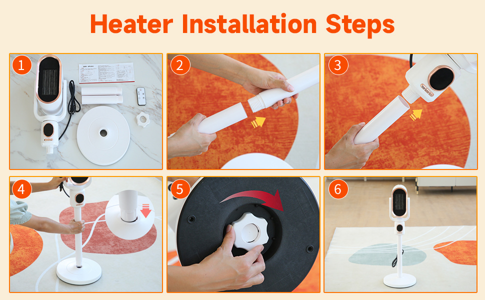 portable electric heater indoor ceramic heater with thermostat   2 8 hour timer overheating and tip over protection suitable for offices bedrooms large rooms remote control Product details 5