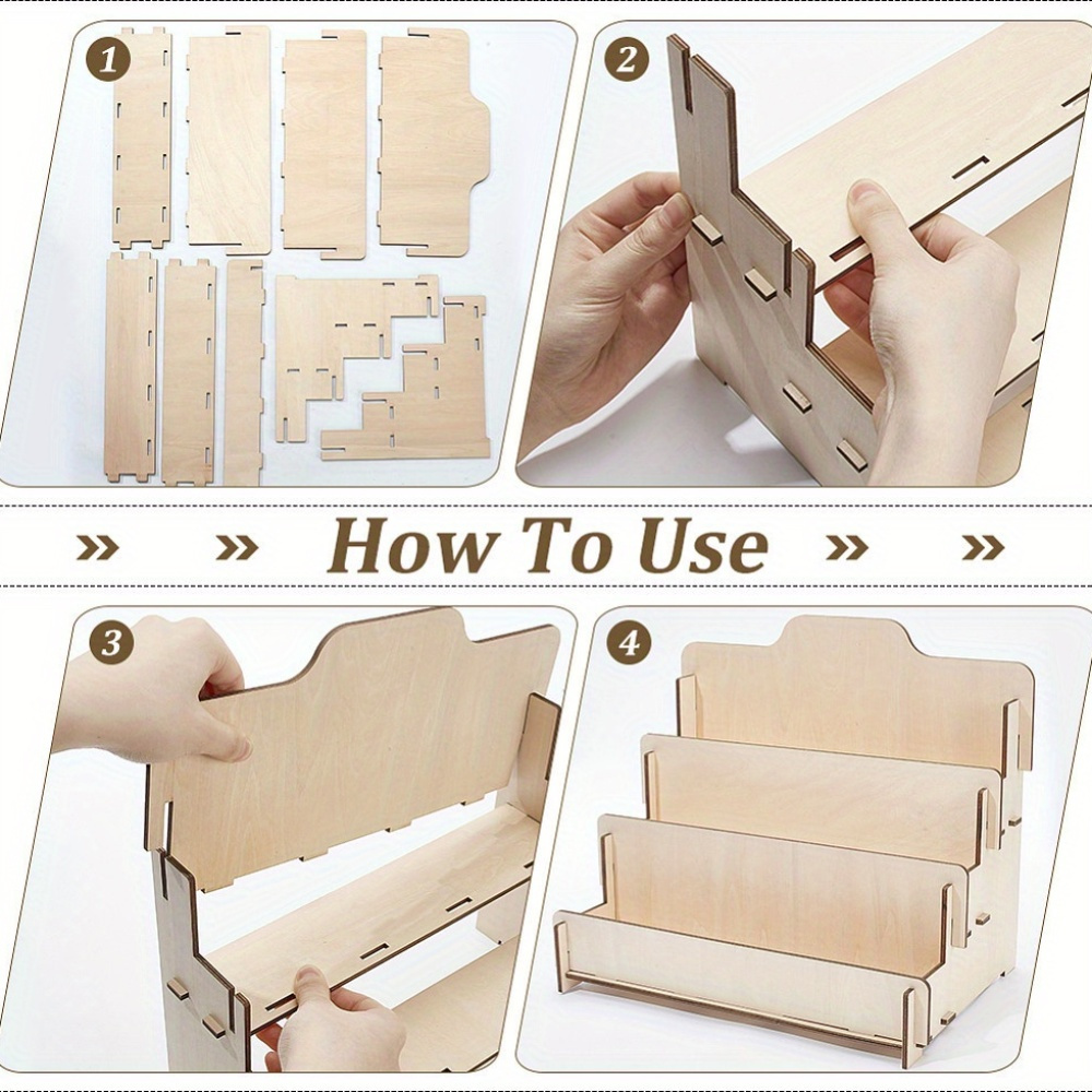 TEMU A Set Of 3-tier Wooden Display Stands, Used As Storage Boxes Books And Cards, Suitable Card Storage Purposes, 12.2x7.87x 8.46inch Greeting Card
