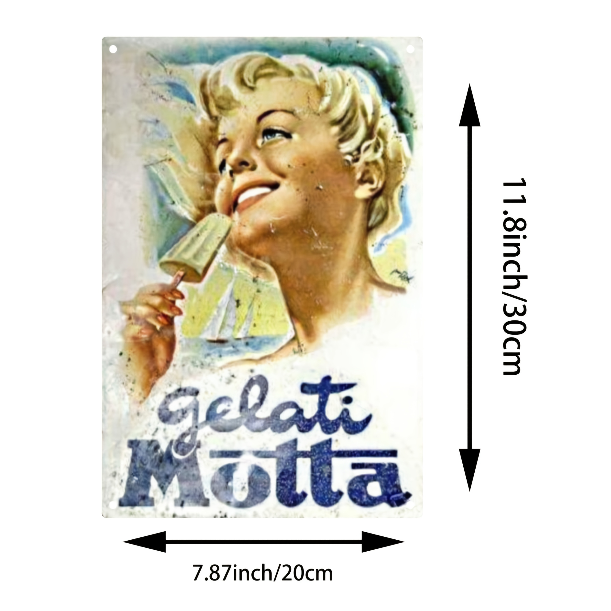 TEMU [JIT] Insegna Decorativa& Targa 1pz Vintage Motta Insegna in Metallo, 20.32x30.48cm da Parete in Ferro, Antipolvere&, Design di di Gelato,