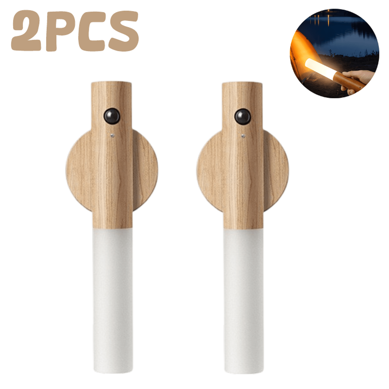 TEMU Lot de 2 veilleuses LED à détecteur de mouvement, veilleuse de nuit portable à main, veilleuse de chevet rechargeable par USB, lumière pour