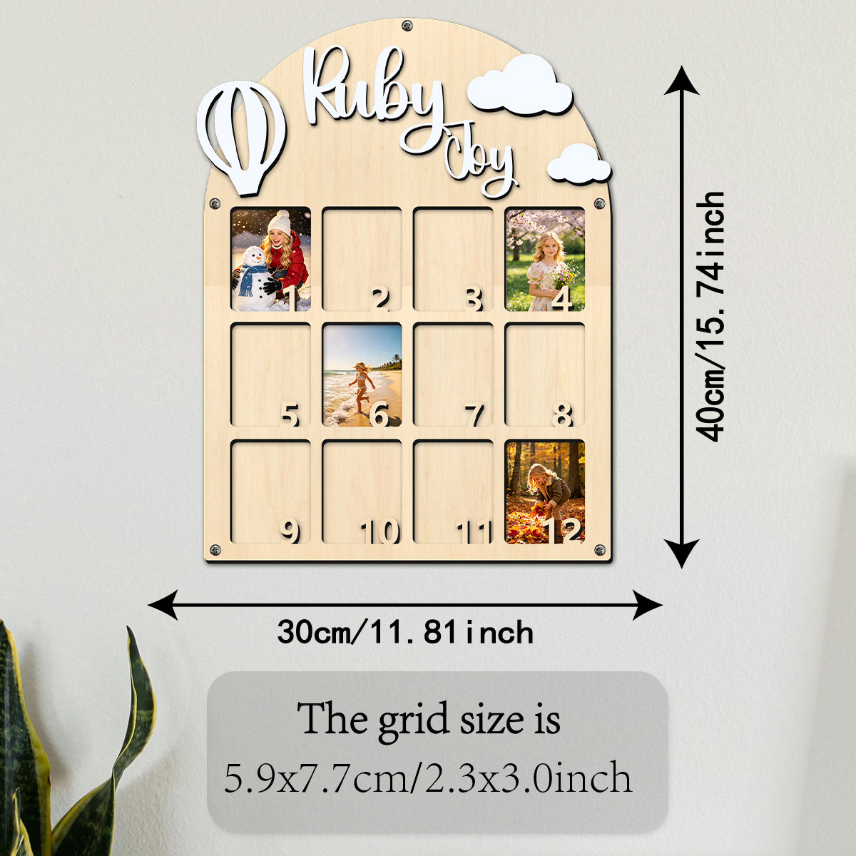 Bohemian 3D Name & Photo Frame for Growth Pictures