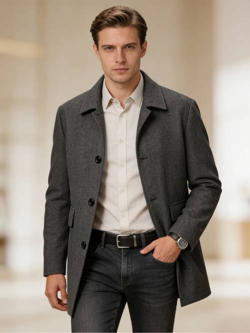 2026 spring and autumn european and american new mens classic versatile solid color daily casual entertainment outing wrinkle resistant non ironing trench coat