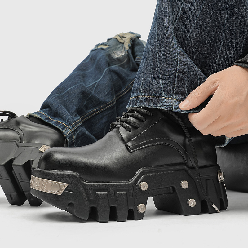 Niche Derby Shoes for Men, High-End Punk Style Platform Sneakers, Paris Bulldozer Men's Shoes