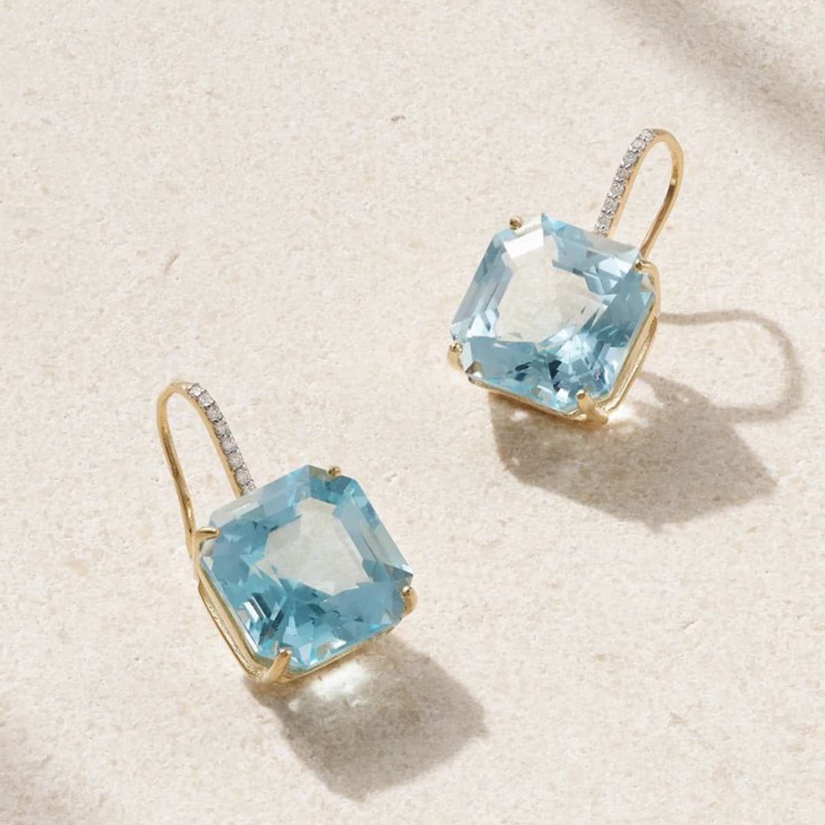 TEMU 1 Pair Niche Premium Square Zirconia Hook Earrings, Ice-blue Zirconia With Superior Texture, Suitable For Gallery , Vacation Outfits & Theme